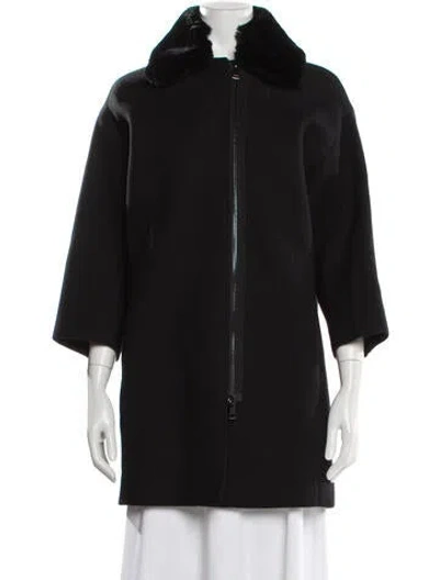Pre-owned Vince Wool Fur Jacket In Black