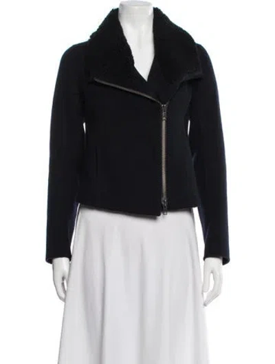 Pre-owned Vince Wool Fur Jacket In Blue