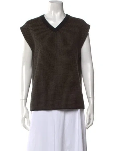 Pre-owned Vince Wool Houndstooth Print Sweater In Gray