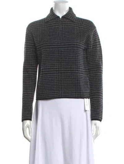 Pre-owned Vince Wool Houndstooth Print Sweater W/ Tags In Grey