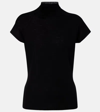 Vince Wool Jersey Top In Black