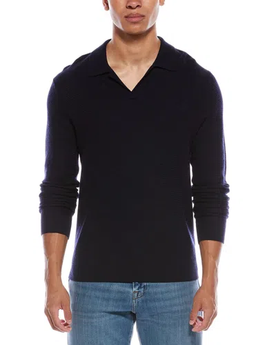 Vince Wool Johnny Collar Sweater In Blue
