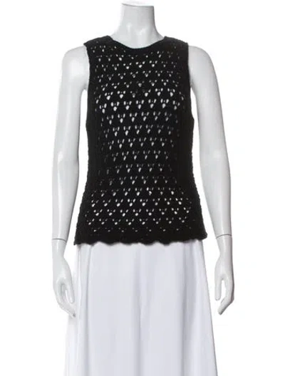 Pre-owned Vince Wool Lace Pattern Sweater In Black