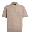 Vince Pocketed Polo With Ribbed Collar And Sleeves In Beige