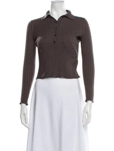 Pre-owned Vince Wool Long Sleeve Polo In Neutral