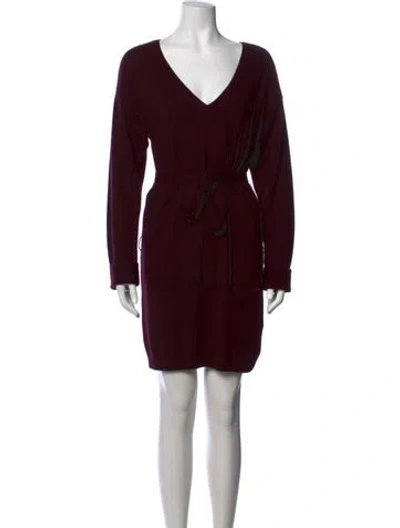 Pre-owned Vince Wool Mini Dress In Burgundy