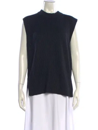 Pre-owned Vince Wool Mock Neck Sweater In Black