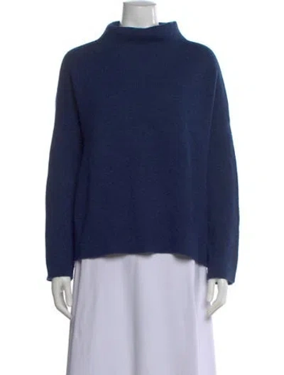 Pre-owned Vince Wool Mock Neck Sweater In Blue