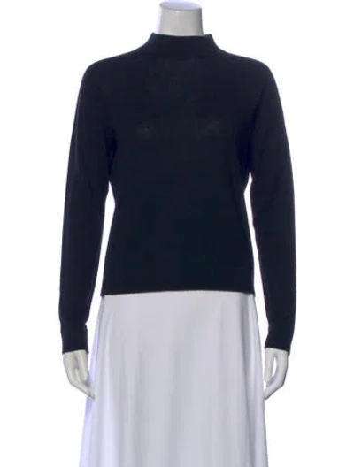 Pre-owned Vince Wool Mock Neck Sweater In Blue