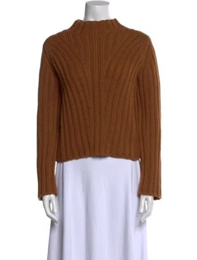 Pre-owned Vince Wool Mock Neck Sweater In Brown