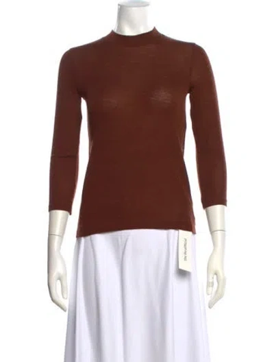 Pre-owned Vince Wool Mock Neck Sweater In Brown