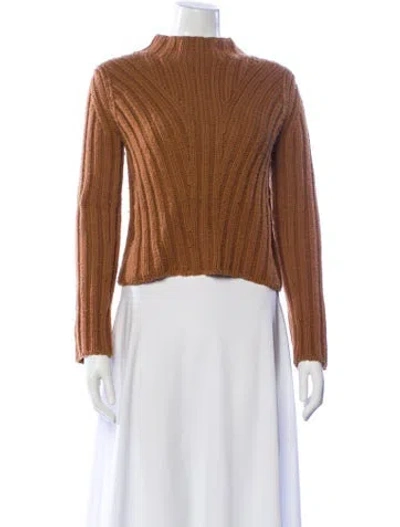 Pre-owned Vince Wool Mock Neck Sweater In Brown