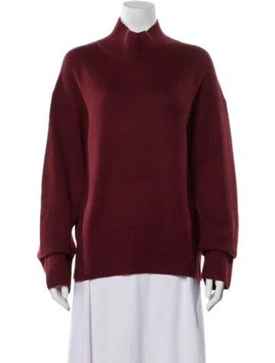 Pre-owned Vince Wool Mock Neck Sweater In Burgundy