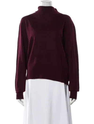 Pre-owned Vince Wool Mock Neck Sweater In Burgundy