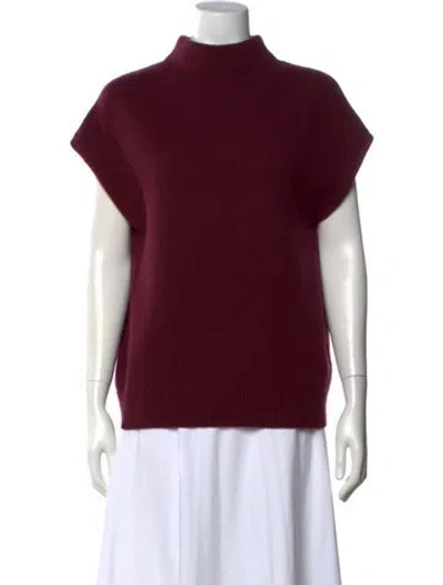 Pre-owned Vince Wool Mock Neck Sweater In Burgundy