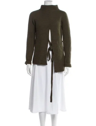 Pre-owned Vince Wool Mock Neck Sweater In Green