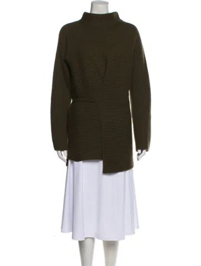 Pre-owned Vince Wool Mock Neck Sweater In Green