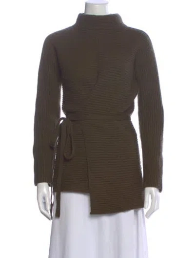Pre-owned Vince Wool Mock Neck Sweater In Green