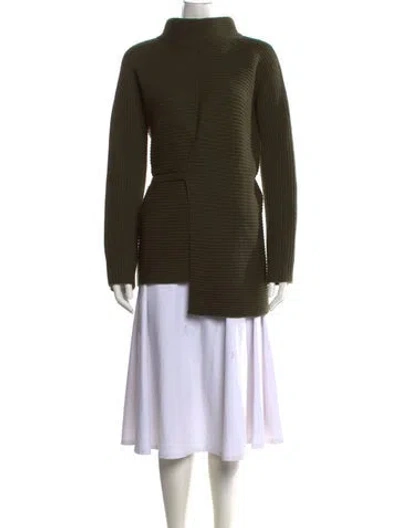 Pre-owned Vince Wool Mock Neck Sweater In Green