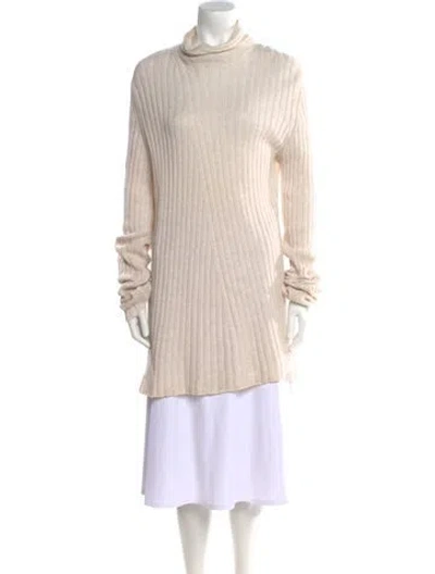 Pre-owned Vince Wool Mock Neck Sweater In Neutral