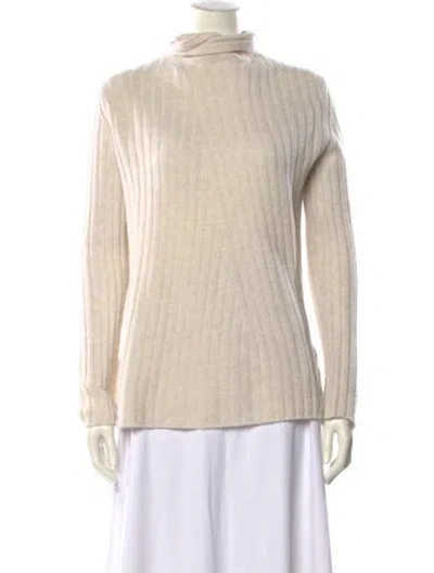 Pre-owned Vince Wool Mock Neck Sweater In Neutral
