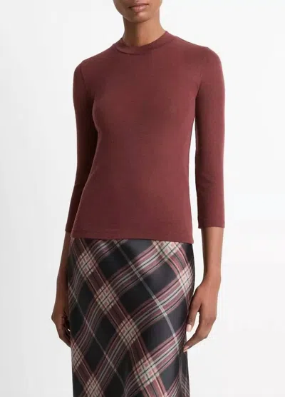 Vince Wool Mock-neck Top In Dark Rosewood In Multi