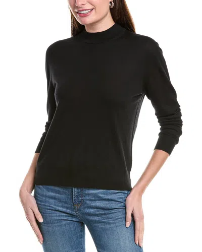 Vince Wool Mock Pullover In Black