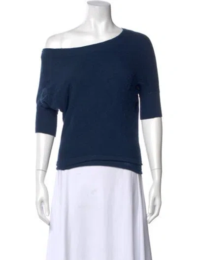 Pre-owned Vince Wool One-shoulder Sweater In Blue