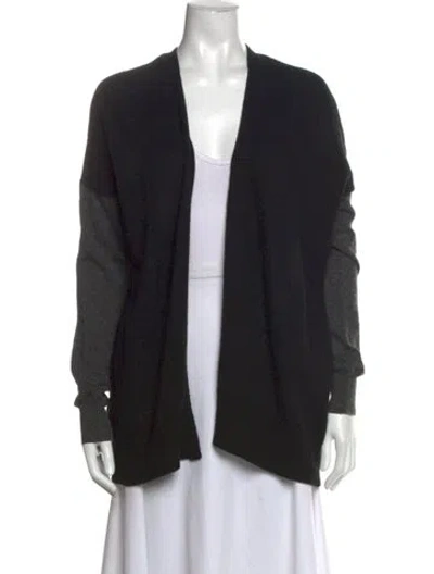 Pre-owned Vince Wool Open Front Sweater In Black