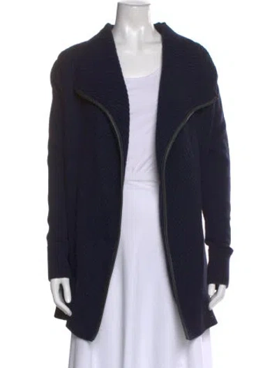 Pre-owned Vince Wool Open Front Sweater In Blue