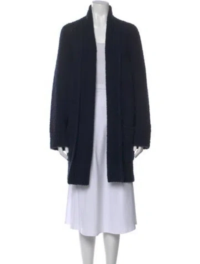 Pre-owned Vince Wool Open Front Sweater In Blue