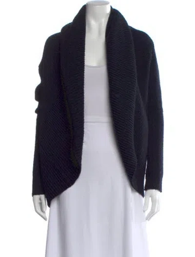 Pre-owned Vince Wool Open Front Sweater In Blue