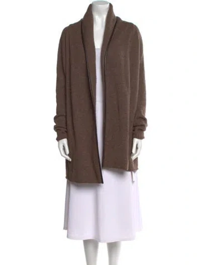 Pre-owned Vince Wool Open Front Sweater In Brown