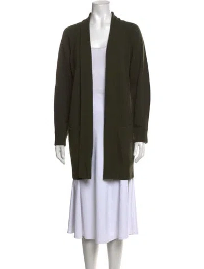 Pre-owned Vince Wool Open Front Sweater In Green