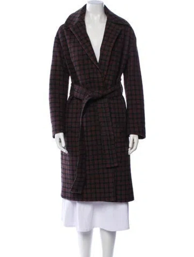 Pre-owned Vince Wool Plaid Print Coat In Multi