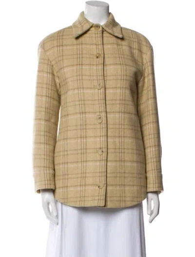 Pre-owned Vince Wool Plaid Print Jacket In Neutral