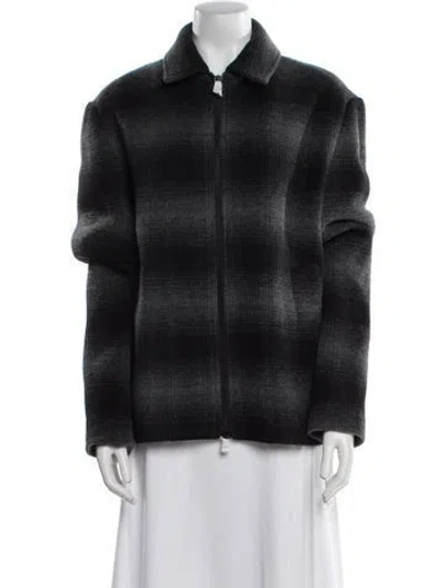Pre-owned Vince Wool Plaid Print Jacket W/ Tags In Black