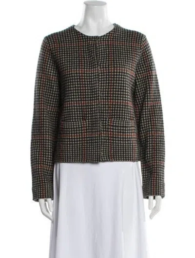 Pre-owned Vince Wool Plaid Print Sweater In Multi