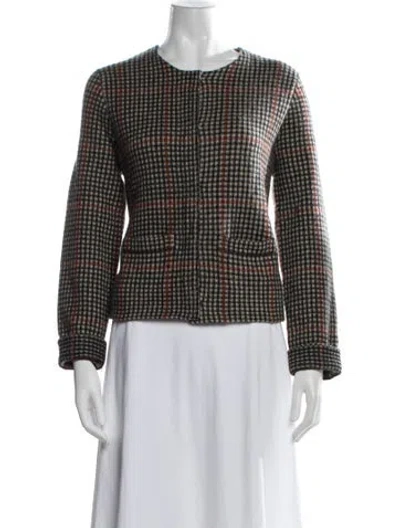 Pre-owned Vince Wool Plaid Print Sweater In Multicolor