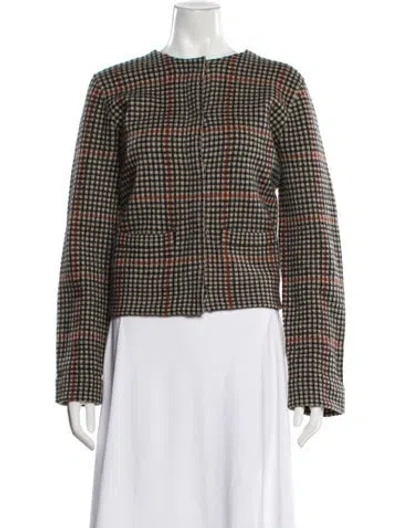 Pre-owned Vince Wool Plaid Print Sweater In Neutral