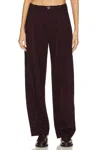 Vince Wool Pleat Front Pant In Cherry Wine In Black