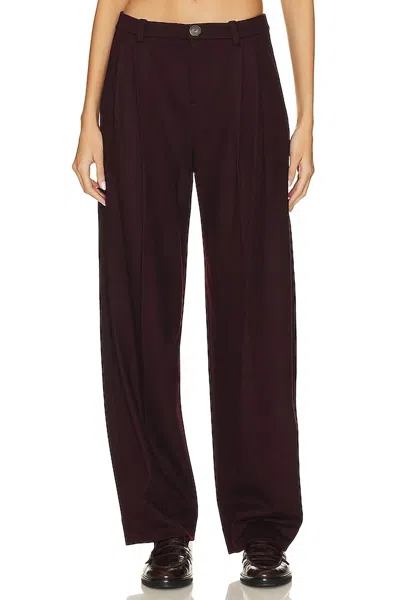 Vince Wool Pleat Front Pant In Cherry Wine In Black