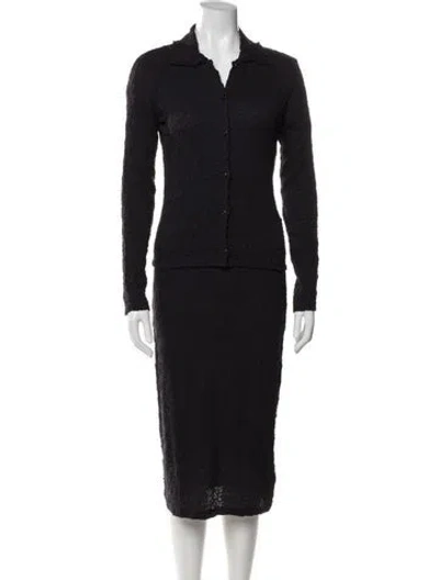 Pre-owned Vince Wool Pleated Accents Skirt Set In Blue