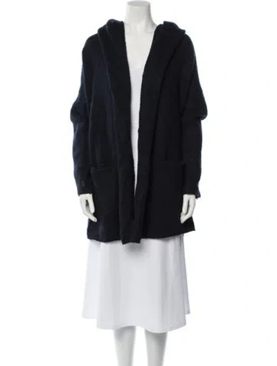 Pre-owned Vince Wool Plunge Neckline Sweater In Blue