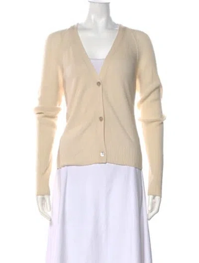 Pre-owned Vince Wool Plunge Neckline Sweater In Neutral