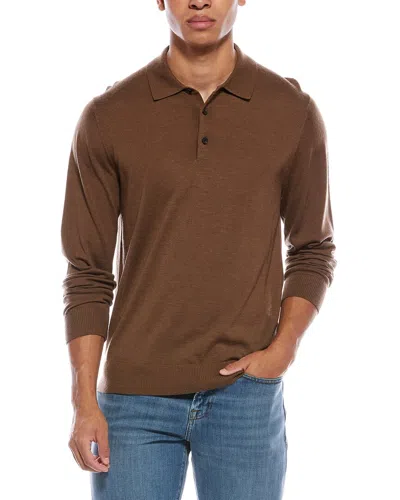 Vince Wool Polo Sweater In Brown