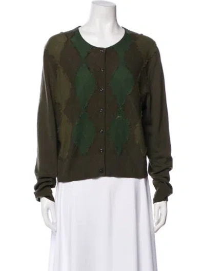 Pre-owned Vince Wool Printed Sweater In Green