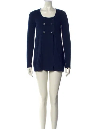 Pre-owned Vince Wool Scoop Neck Sweater In Blue