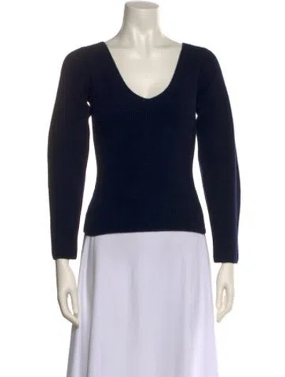 Pre-owned Vince Wool Scoop Neck Sweater In Blue