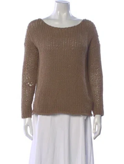 Pre-owned Vince Wool Scoop Neck Sweater In Brown